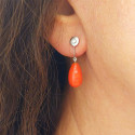 PENDIENTES ORO DIAMANTES Y CORAL