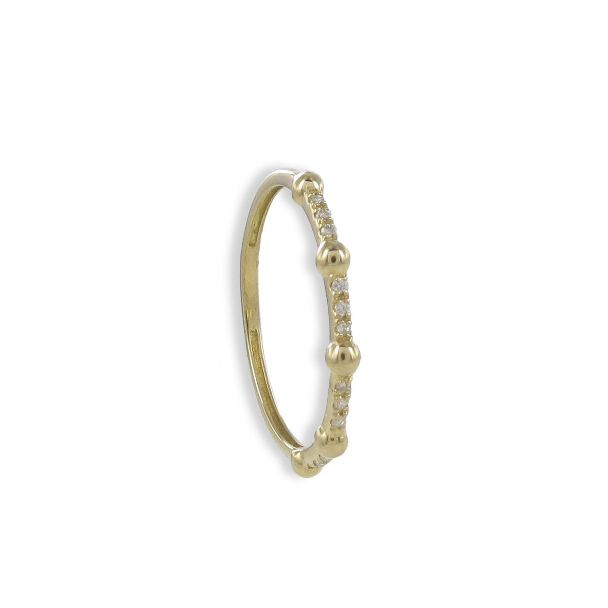 GOLD RING WITH BALLS AND DIAMONDS