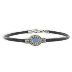 PULSERA CUERO CON TURQUESA OVALADA