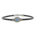 PULSERA CUERO CON TURQUESA OVALADA