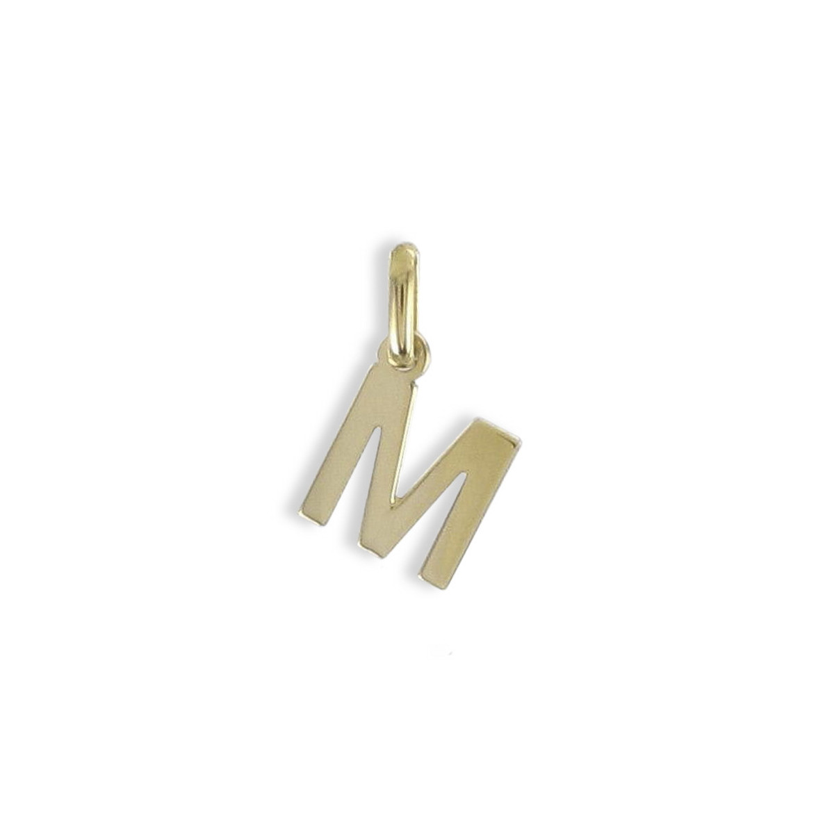 SMALL M INITIAL YELLOW GOLD PENDANT