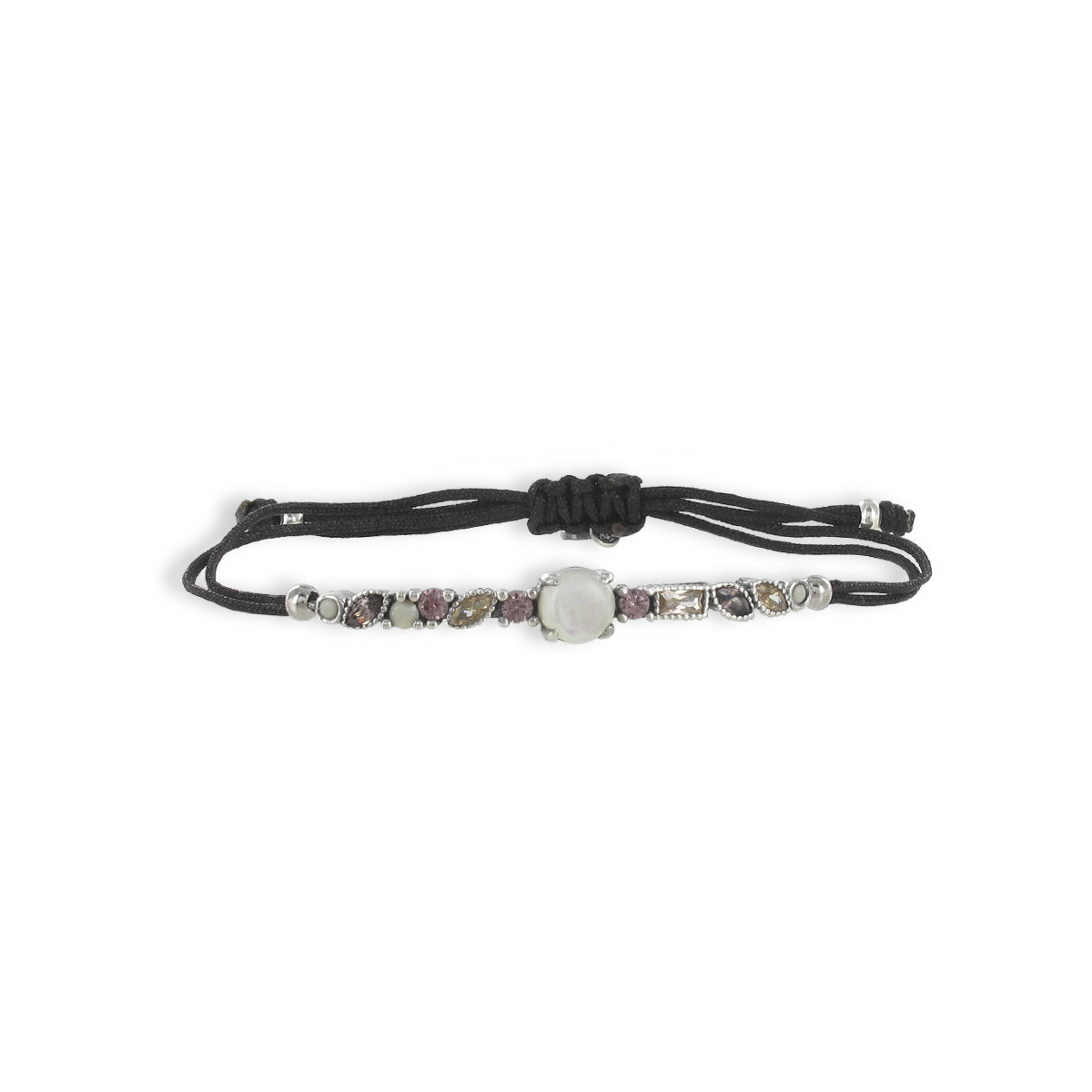 PULSERA CUERDA Y PLATA CON NACAR