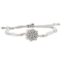 PULSERA MACRAME Y PLATA CON AGUAMARINAS