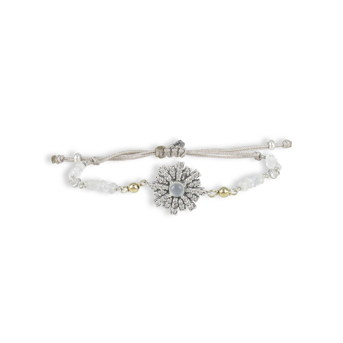 PULSERA MACRAME Y PLATA CON AGUAMARINAS
