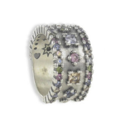 ANILLO PLATA MATE CON PIEDRAS SEMIPRECIOSAS