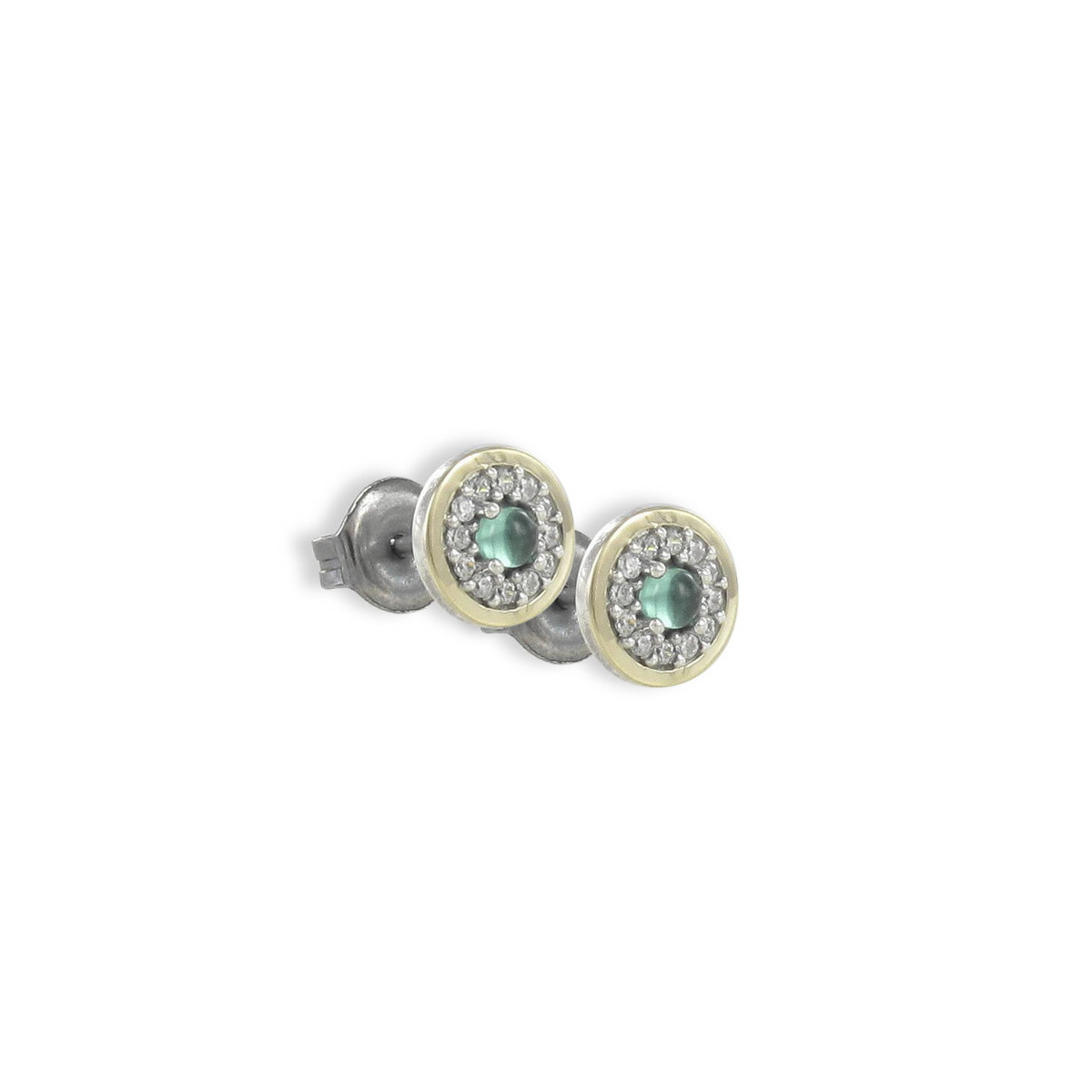 PENDIENTES ROSETON PIEDRA NATURAL VERDE