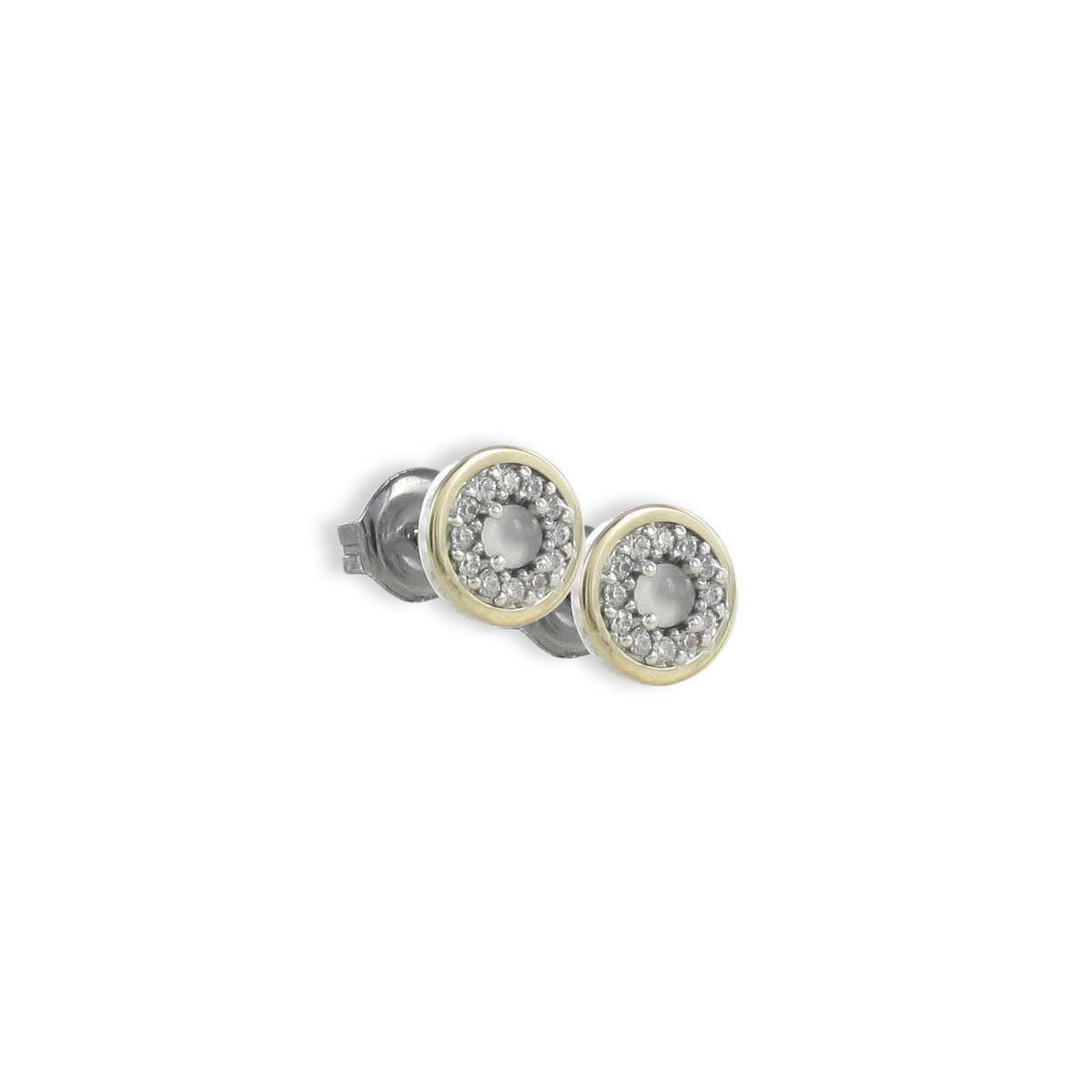 PENDIENTES REDONDOS 9 MM PLATA Y ORO