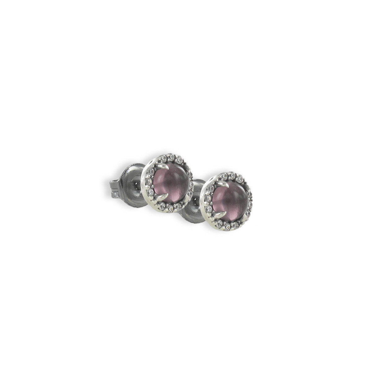 9 MM ROUND EARRINGS WITH RHODOLITE