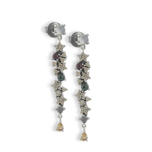 MULTICOLORED STONE LONG  EARRINGS