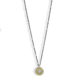CADENA PLATA COLGANTE FLOR TOPACIOS