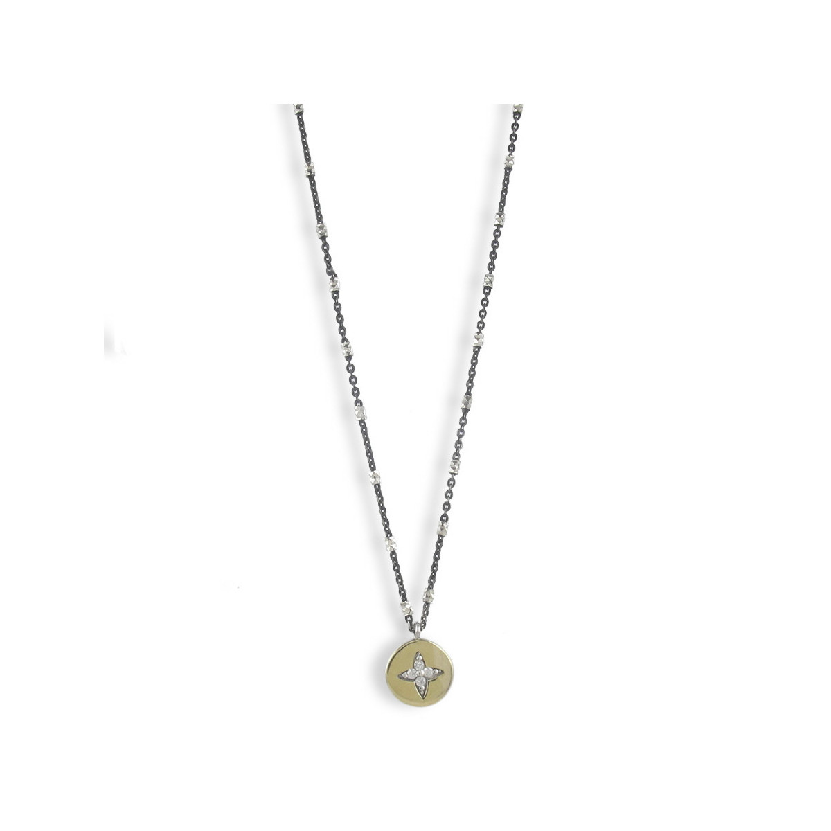 CADENA PLATA COLGANTE FLOR TOPACIOS