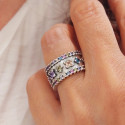ANILLO PLATA MATE CON PIEDRAS SEMIPRECIOSAS