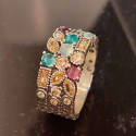 ANILLO DE PLATA CON CUARZOS DE COLORES