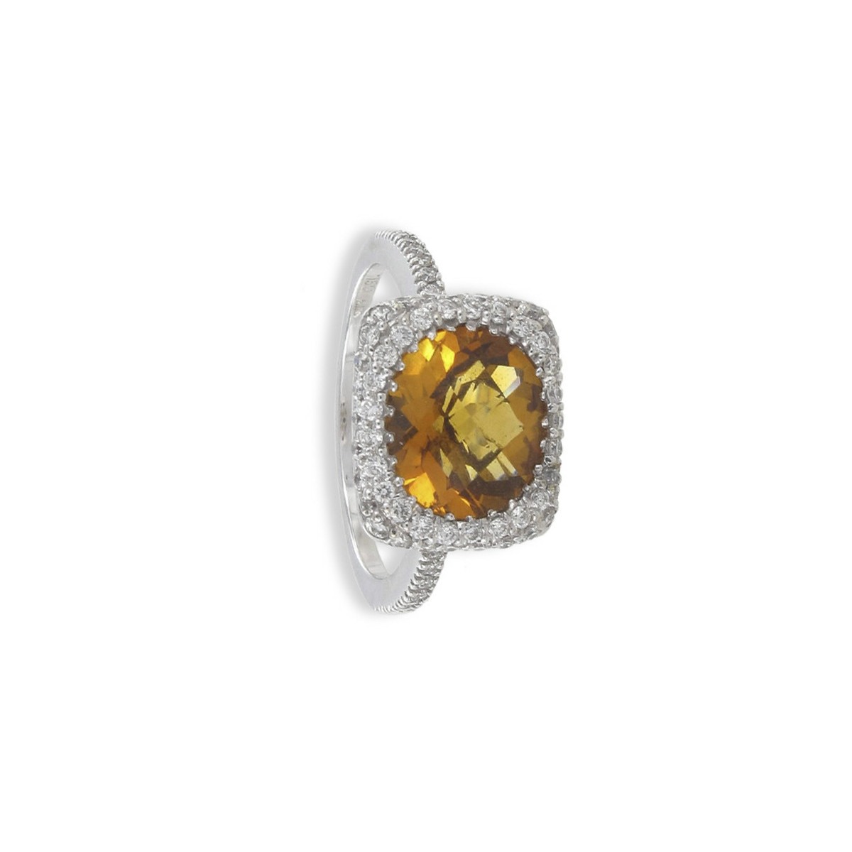 GOLD CITRINE AND 70 DIAMONDS RING