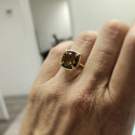 RING RING ROSE GOLD 18 CARATS QUARTZ BROWN