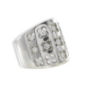 ANILLO ANCHO DISEÑO FLORES CON DIAMANTES
