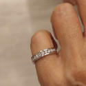 MEDIA ALIANZA DE 9 DIAMANTES EN ORO BLANCO 18K 0,50 CT
