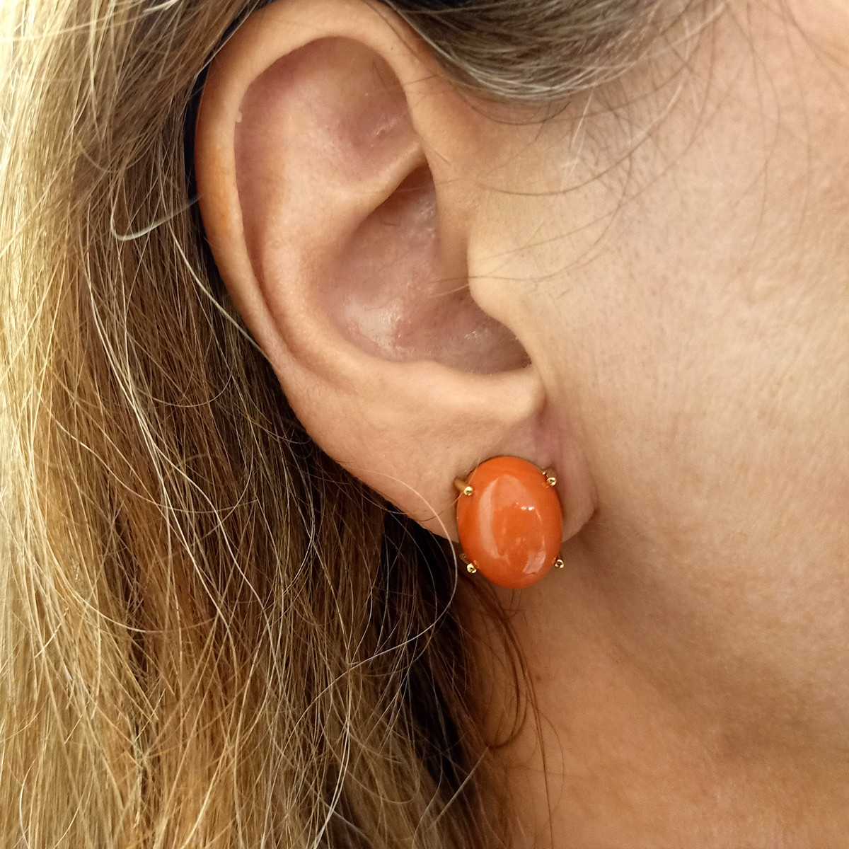 Yellow gold hotsell coral earrings