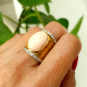 WIDE MATT GOLD AND CORAL RING