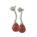 GOLD EARRING DIAMOND AND CORAL