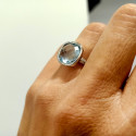 GOLD RING WITH FACETATED BLUE TOPAZ