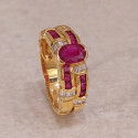 ANILLO ORO RUBIS Y DIAMANTES