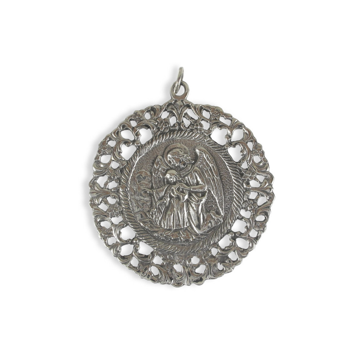 GUARDIAN ANGEL SILVER CRADLE MEDAL