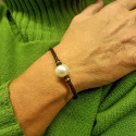 PULSERA CUERO CON PERLA AUSTRALIANA