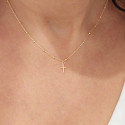 GOLD BALLS CHAIN WITH MINI CROSS