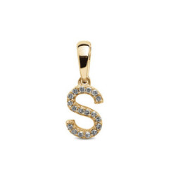 INITIAL PENDANT S YELLOW GOLD WITH DIAMONDS