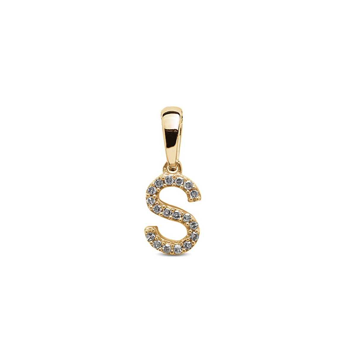INITIAL PENDANT S YELLOW GOLD WITH DIAMONDS