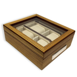 WOODEN BOX FOR 4 WATCHES WITH SILVER PLATE