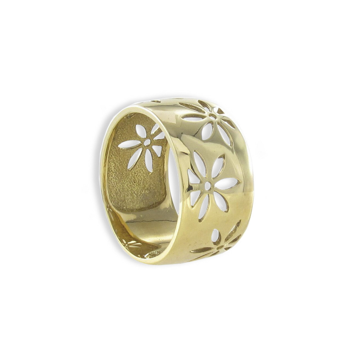 ANILLO ANCHO ORO CON FLORES
