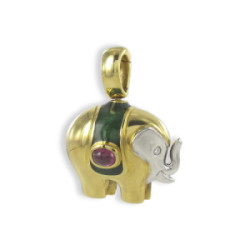 COLGANTE ELEFANTE ORO Y ESMALTE