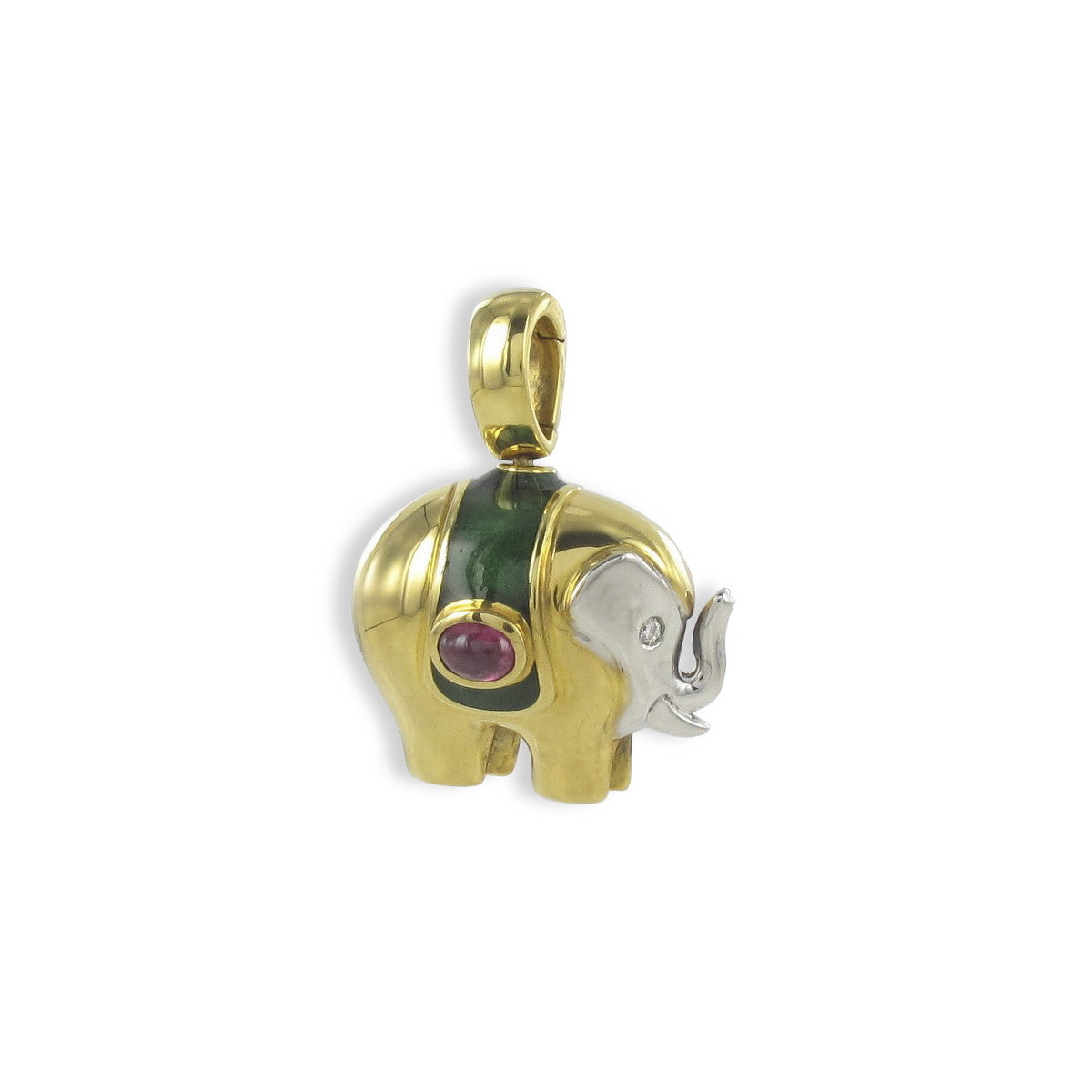 COLGANTE ELEFANTE ORO Y ESMALTE