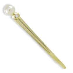 GOLD DIAMOND AND PEARL NEEDLE OF LAPEL