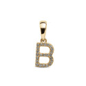 YELLOW GOLD PENDANT INITIAL B WITH DIAMONDS