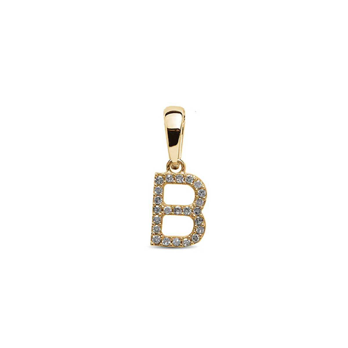 YELLOW GOLD PENDANT INITIAL B WITH DIAMONDS