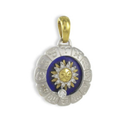 GOLD AND ENAMEL SUN HOROSCOPE PENDANT