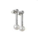 WHITE GOLD EARRINGS WITH DIAMONDS AND PEARL