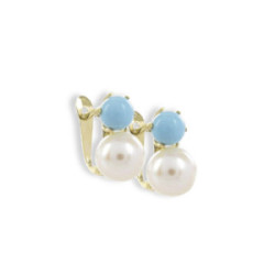 GOLD EARRINGS PEARL AND TURQUOISE