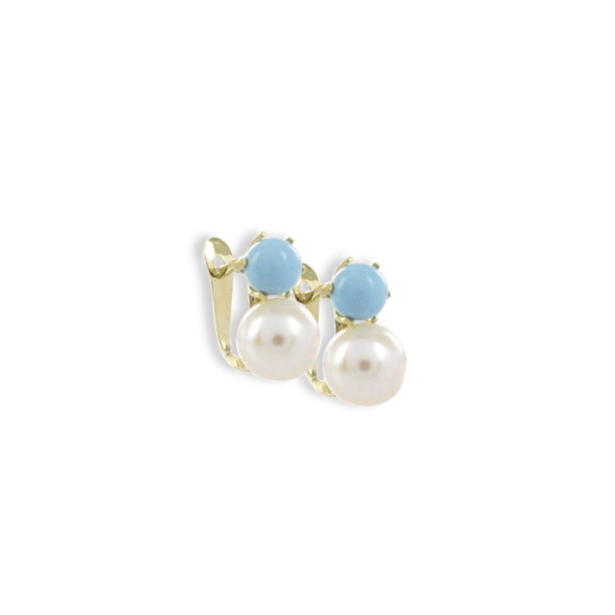 GOLD EARRINGS PEARL AND TURQUOISE