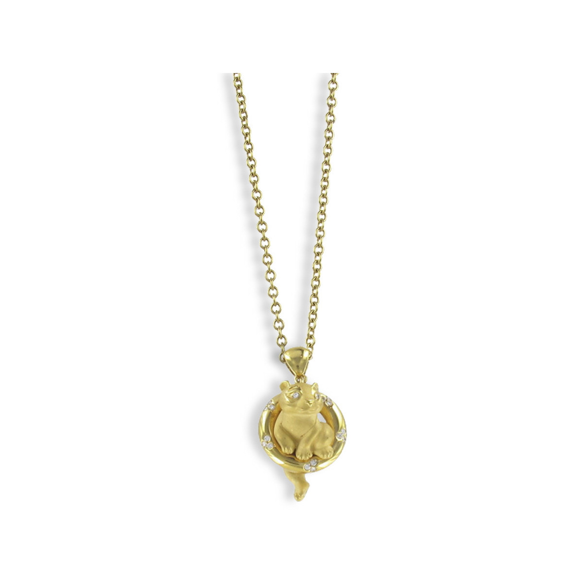 CHAIN WITH YELLOW GOLD BEAR PENDANT