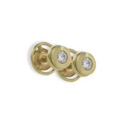 YELLOW GOLD EARRINGS 2 DIAMONDS 0.40 KTES