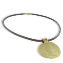 LEATHER NECKLACE WITH GOLD COIN PENDANT