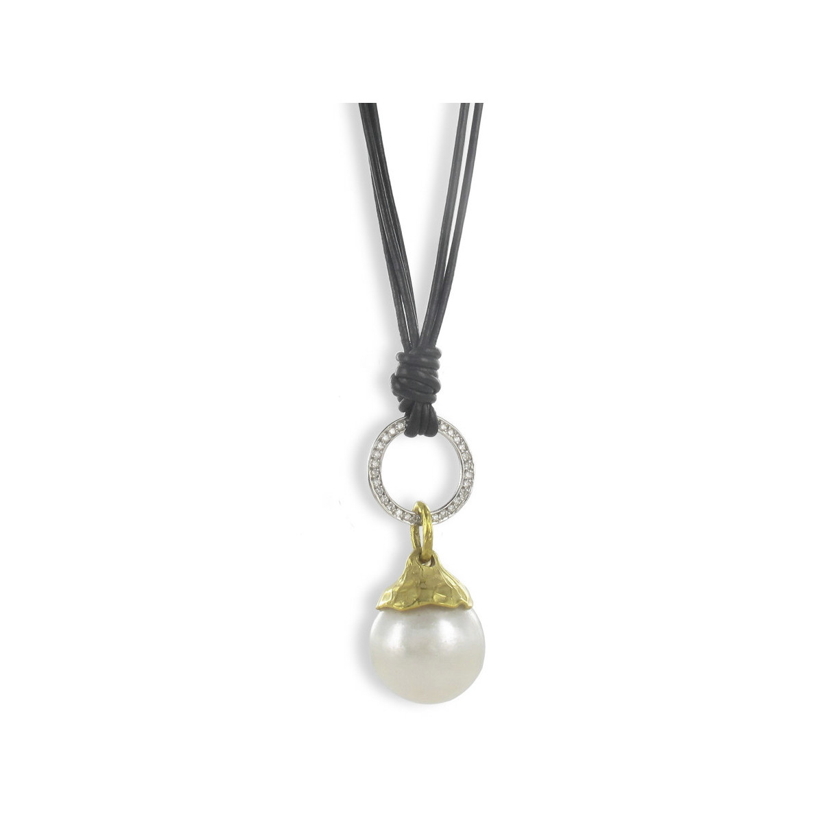 LEATHER AND GOLD NECKLACE WITH AUSTRALIAN PEARL