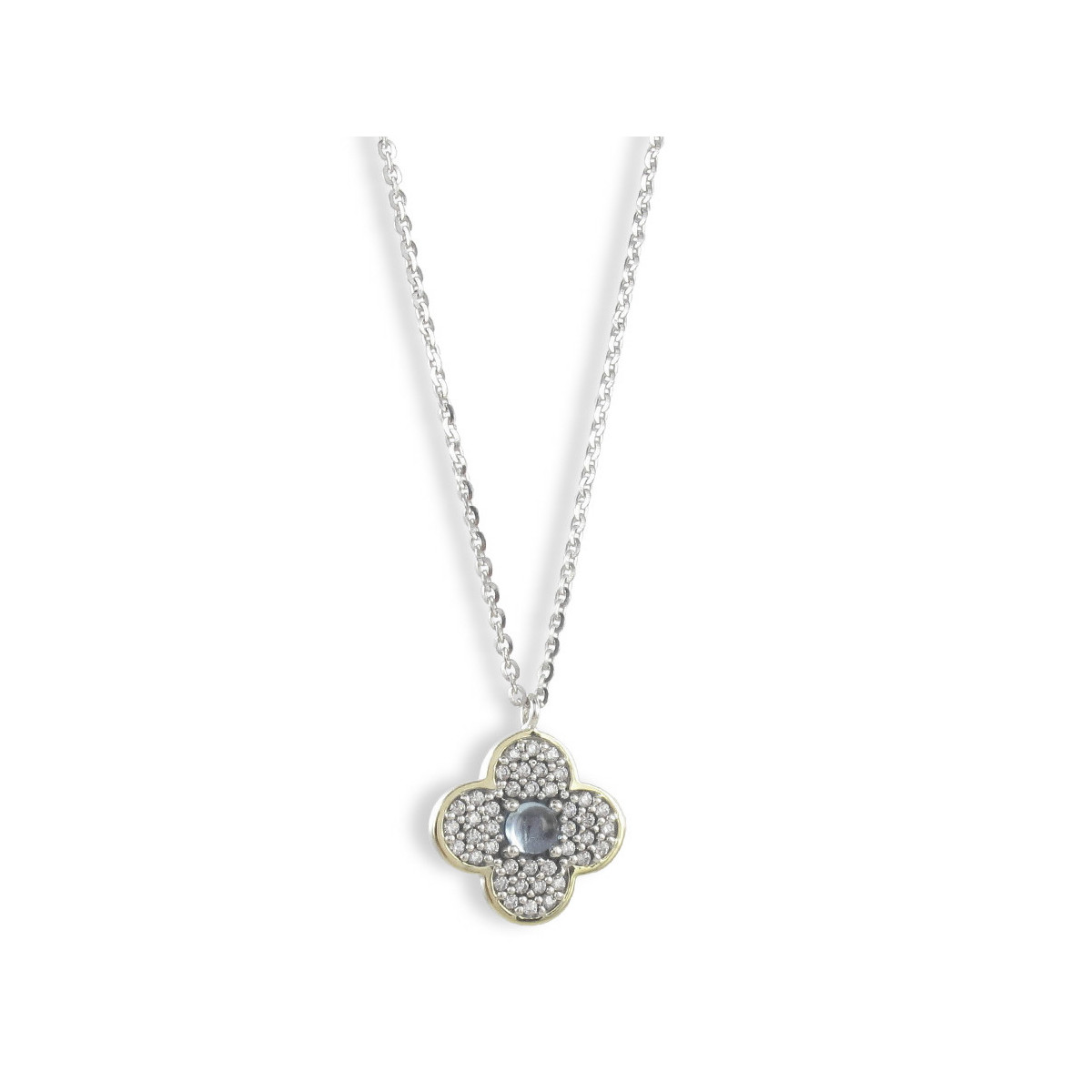 CADENA PLATA COLGANTE TRÉBOL 4 HOJAS