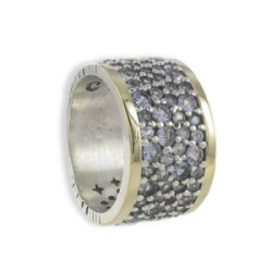 ANILLO ANCHO PAVÉ PIEDRAS AZULES
