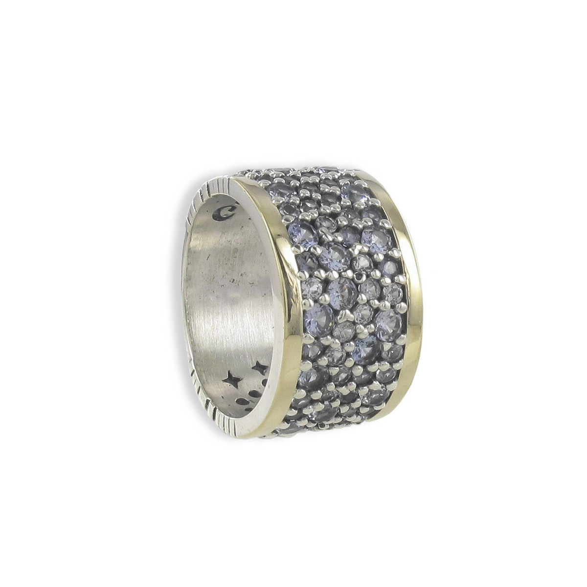 ANILLO ANCHO PAVÉ PIEDRAS AZULES
