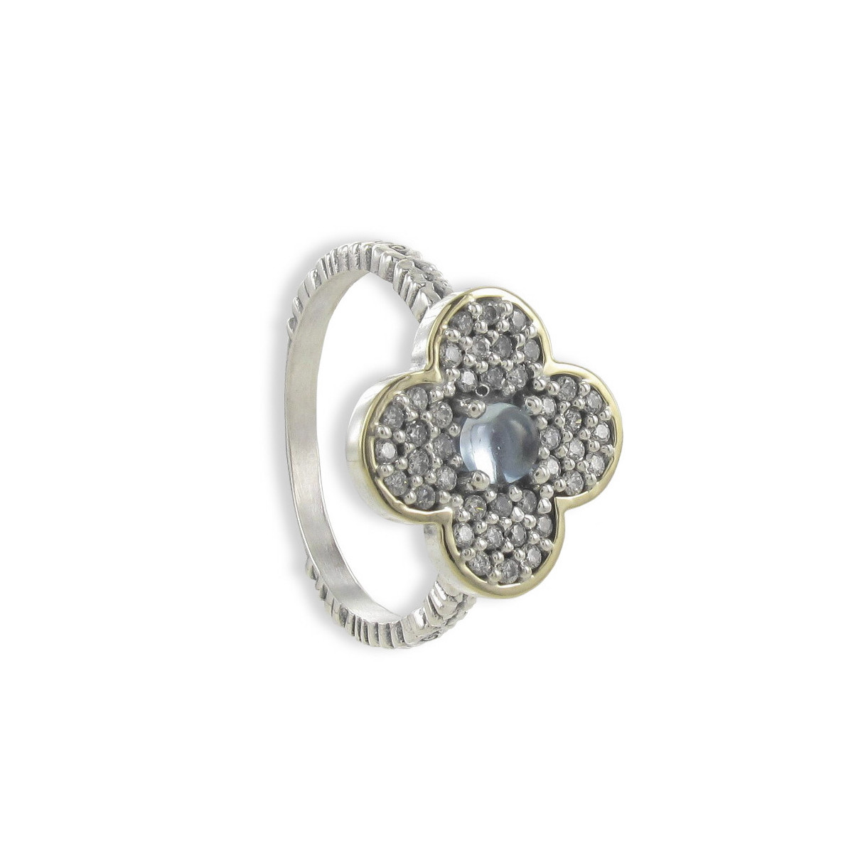 ANILLO TRÉBOL PLATA Y ORO